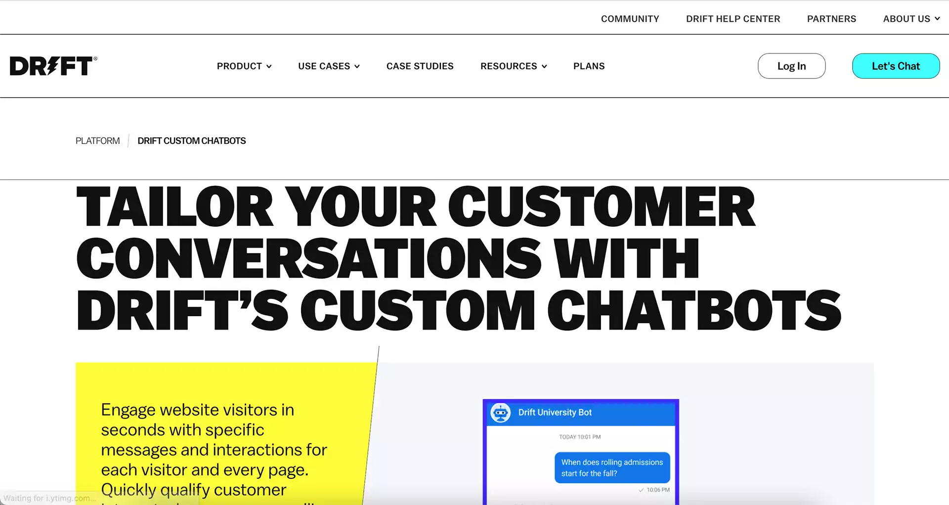 Drift customer service representative AI chatbot