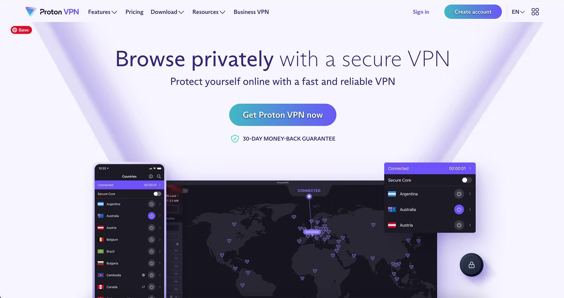 Top 5 safest VPN 2024- Proton VPN