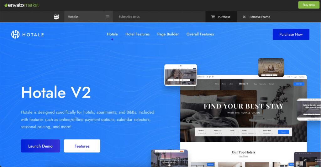 best WordPress themes for hotel: hotale
