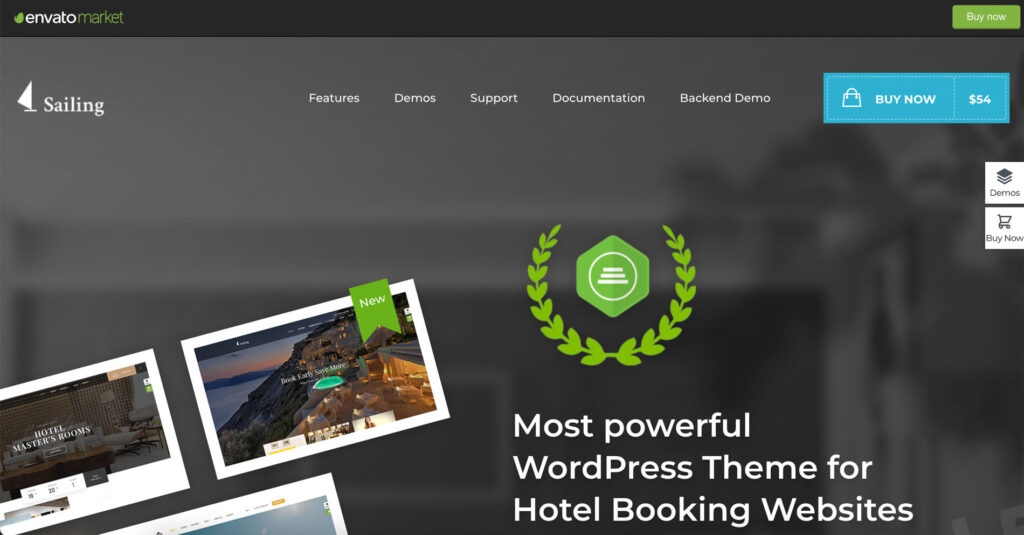 best WordPress themes for hotel: sailing hotel
