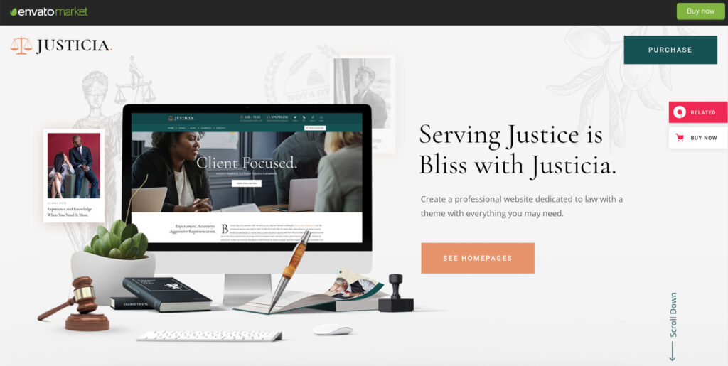 best WordPress themes for lawyer justicia