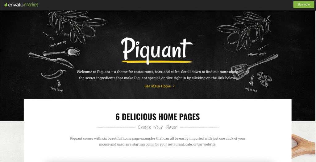 best WordPress themes for restaurant Piquant