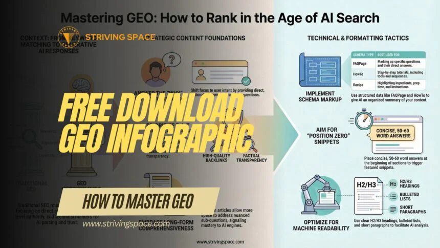 Generative Engine Optimization GEO infographic guide for SEO professionals