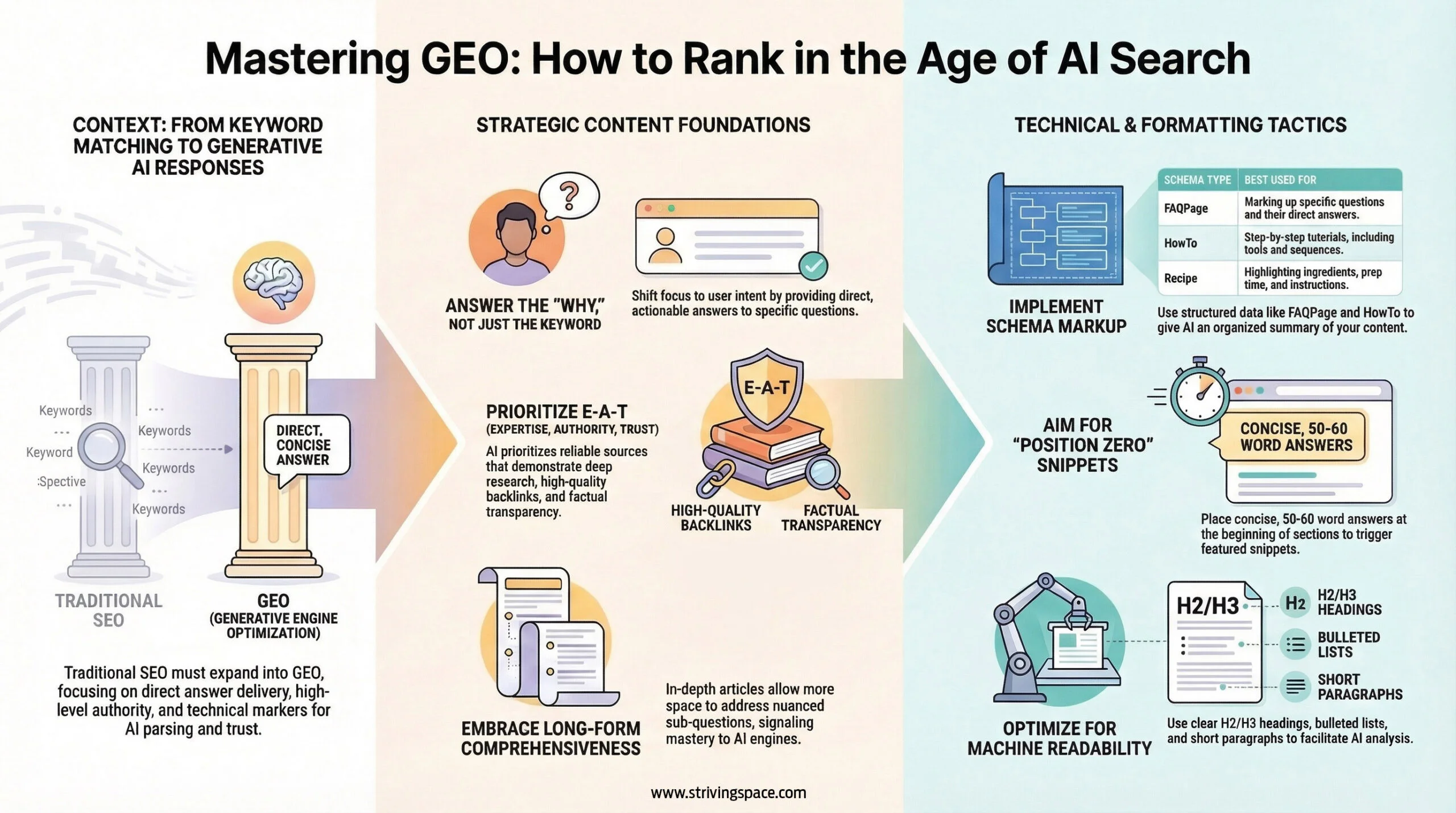 How to Master Generative Engine Optimization: Free GEO Infographic 3 Generative Engine Optimization GEO infographic guide for SEO professionals